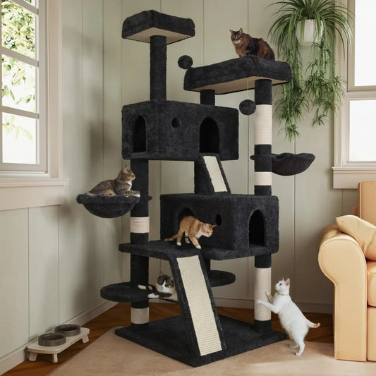 Multi-Level Large Cat Tree Tower for Indoor Big Feline/Cozy Plush Perches/Condo/Sisal Scratching Posts/Hammock