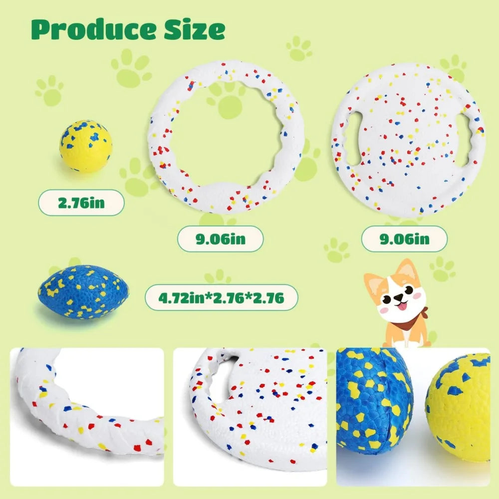 Nobleza Indestructible Fly Disc Ball Toy Set for Dog Pet, 2025 New Poncorn E-TPU Durable Puppy Fetch Outdoor Interactive Toy for