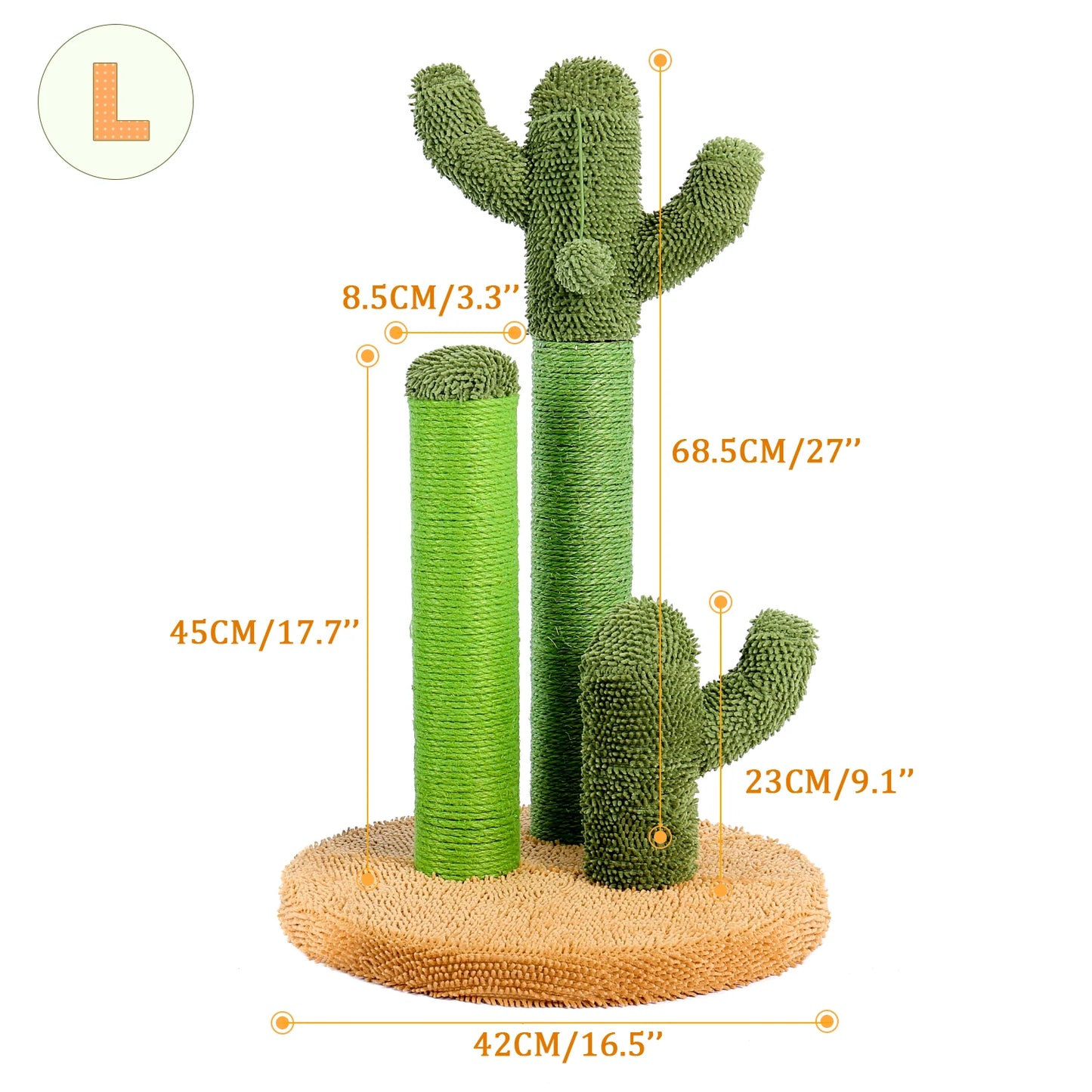 Cactus Cat Scratcher Cat Scratching Post Cactus Cat Scratcher Featuring with 3 Scratching Poles and Interactive Dangling Ball
