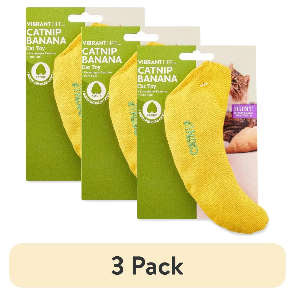 3 Pack Catnip Filled Banana Shaped Cat Toy Cats Kittens Durable Lightweight Soft Stress Relief Exercise Mental Stimulation