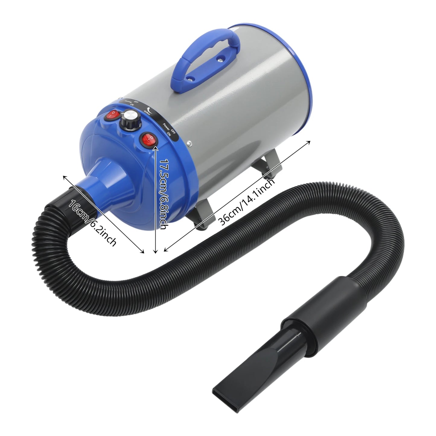 2200W Professional Pet Grooming Dryer, Adjustable Wind Speed, 4 Nozzles, Rust-resistant, Low Noise 55-70dB for Dogs/Cats