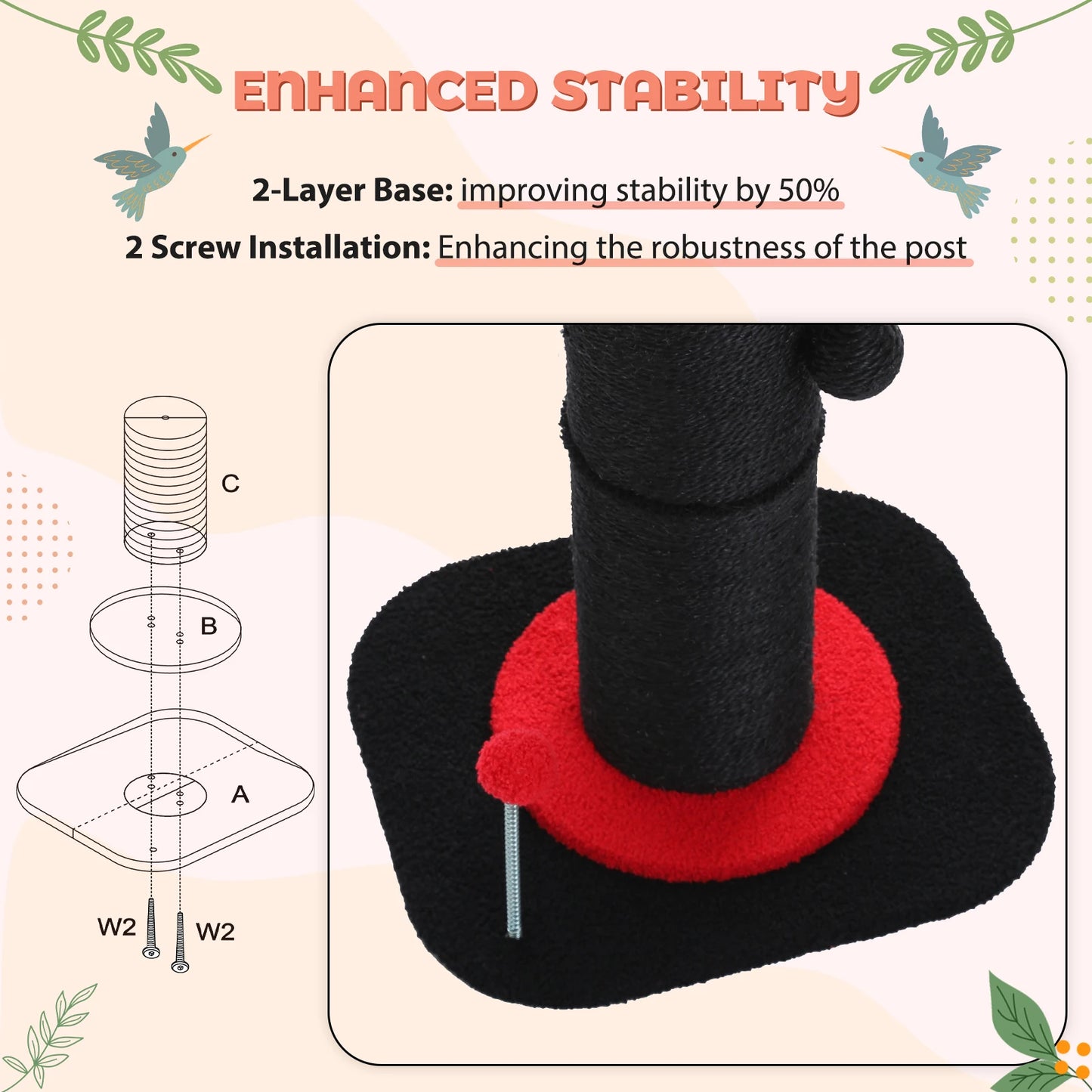 Flower Cat Scratching Post Small Cat Tree Tower Cat Scratcher for Indoor Cats with Super Thick Scratching Post Removable Cat Bed