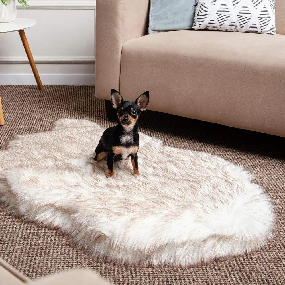 Luxury Faux Fur Orthopedic Memory Foam Dog Bed for Small to XL Pets, Plush Pet Rug with Warmth and Comfort