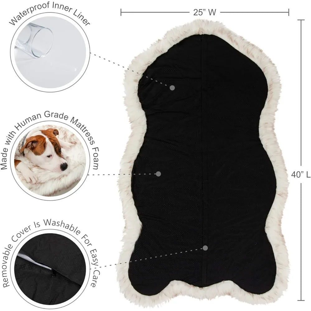 Luxury Faux Fur Orthopedic Memory Foam Dog Bed for Small to XL Pets, Plush Pet Rug with Warmth and Comfort
