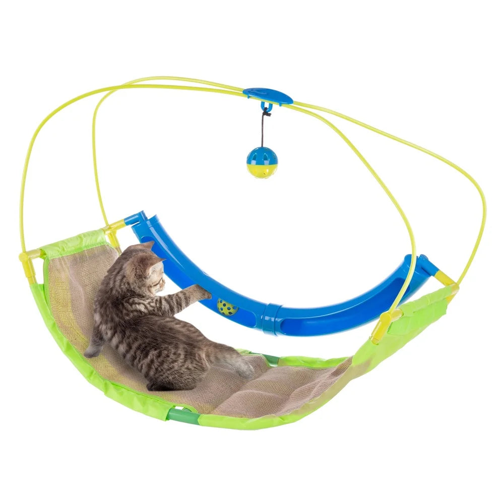 Interactive Cat Toy Activity Mat with Scratching Area Rolling Ball and Hanging Toy Mental Stimulation and Exercise