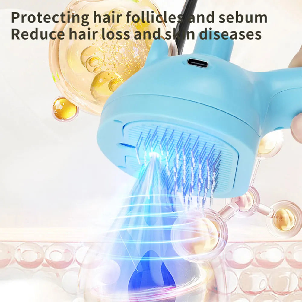Cat Grooming Brush with Release Button Massage Grooming Brush Rechargeable Spray Cat Brush for Long and Short Hair Dogs and Cats