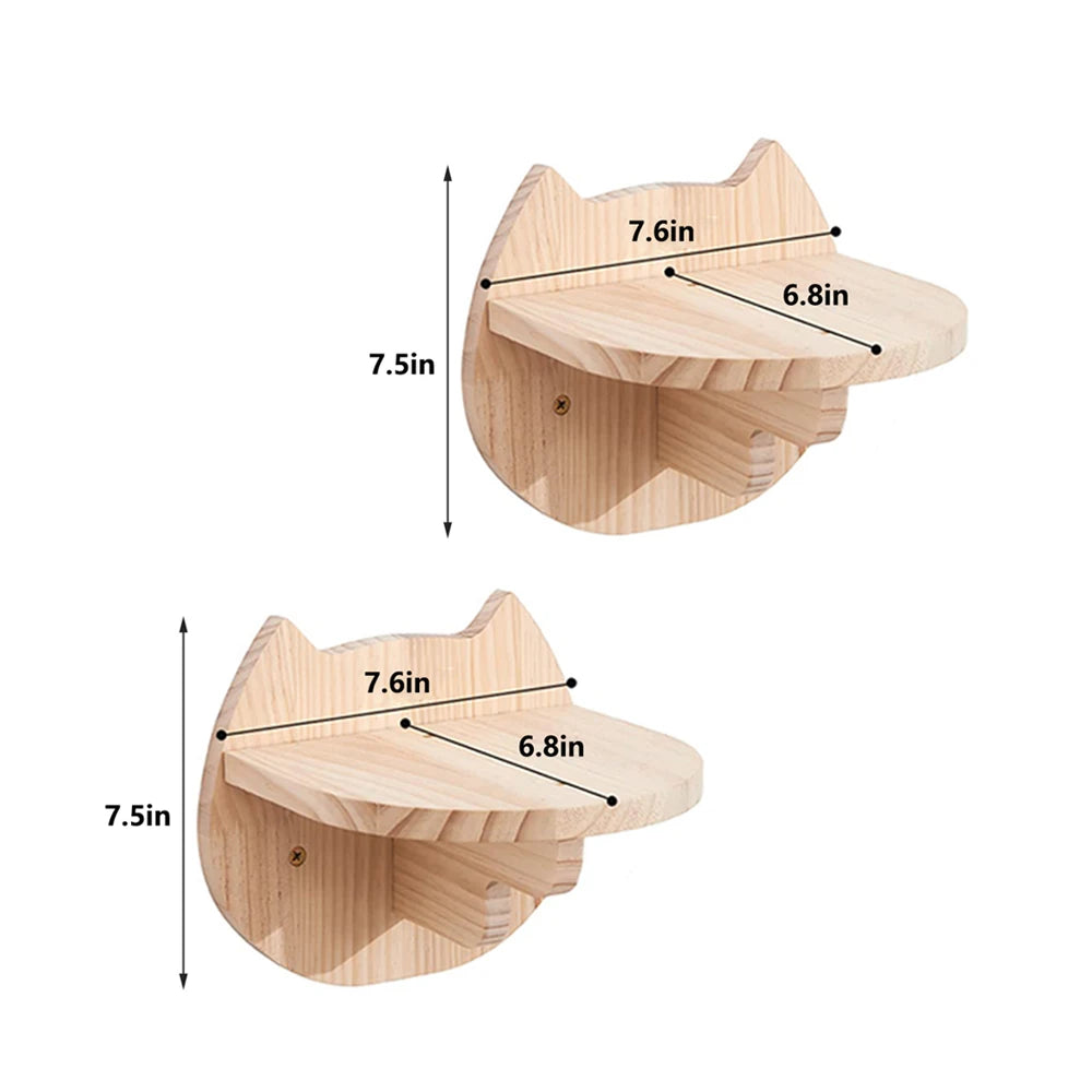 Cat Shelf Wall Hammock Climbing Shelves Moon Shaped And Perches Ladder Solid Wood Steps For Activity Indoor Cats Wall Furniture