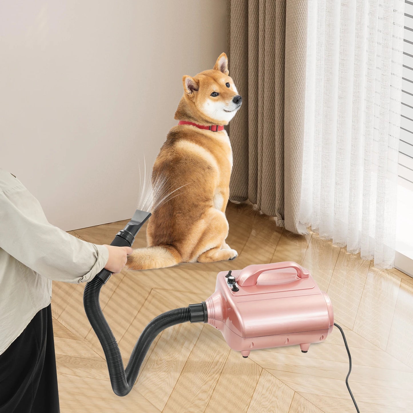 Dog Dryer Pet Hair Blower Pet Grooming Hair Dryer Dog Dryer 3600W Dual Motor Adjustable Speed Temperature 2 Nozzles Low Noise