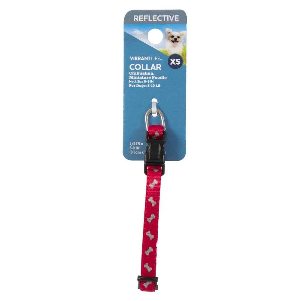 Reflective Adjustable Dog Collar Extra Small XS Waterproof Polyester D-ring Leash Attachment Comfortable Fit Pets