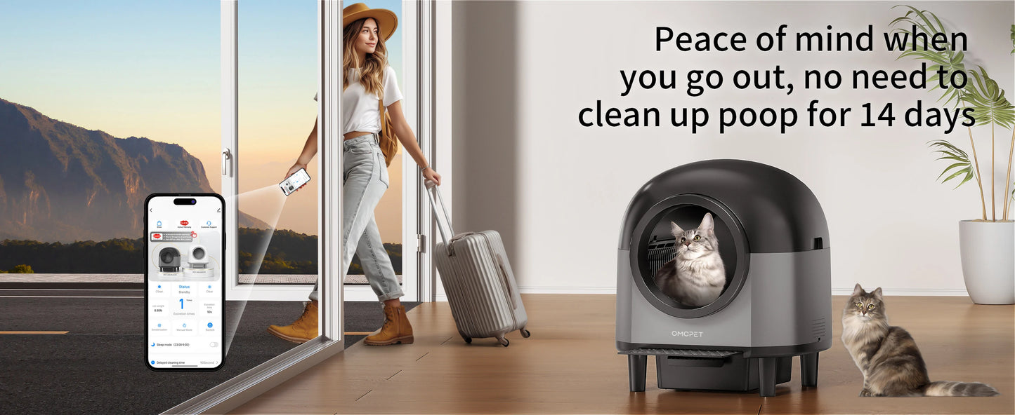 Automatic Cat Litter Box Self Cleaning,Smart Litter Box with Stairs, Safety Protection, 100L+10L APP-Control Cat Litter Boxes