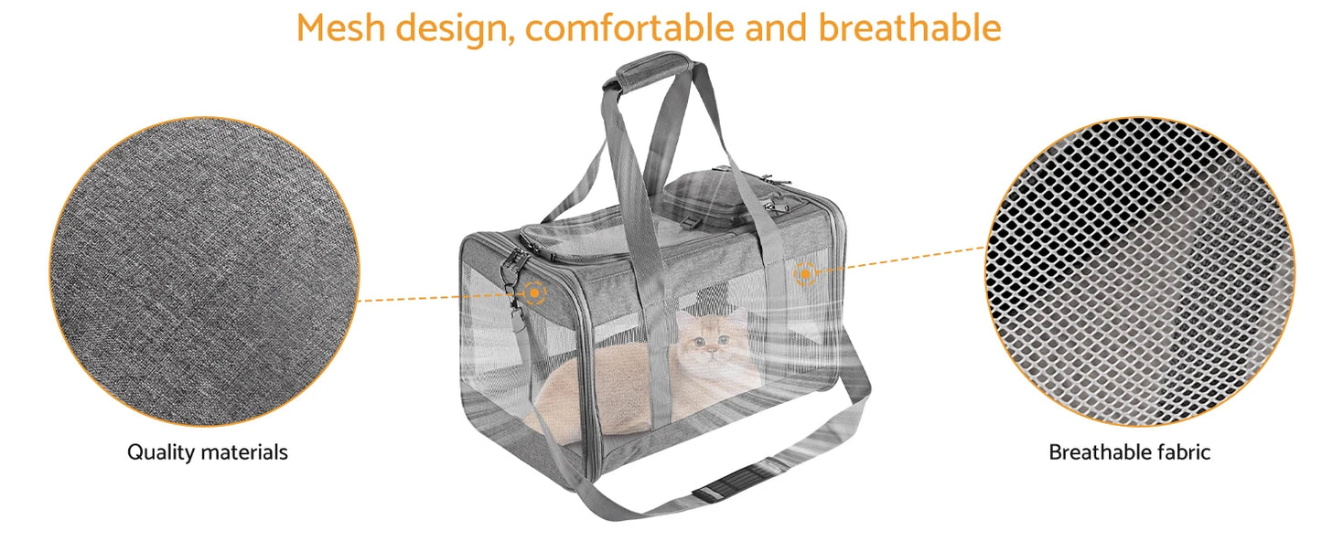 Airline Approved Pet Carrier for Cats Dogs Soft Travel Bag with Breathable Honeycomb Board,Removable Support Board for Vet