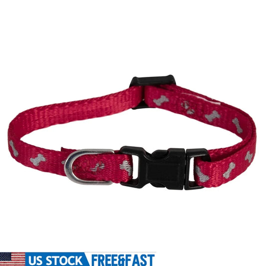 Reflective Adjustable Dog Collar Extra Small XS Waterproof Polyester D-ring Leash Attachment Comfortable Fit Pets