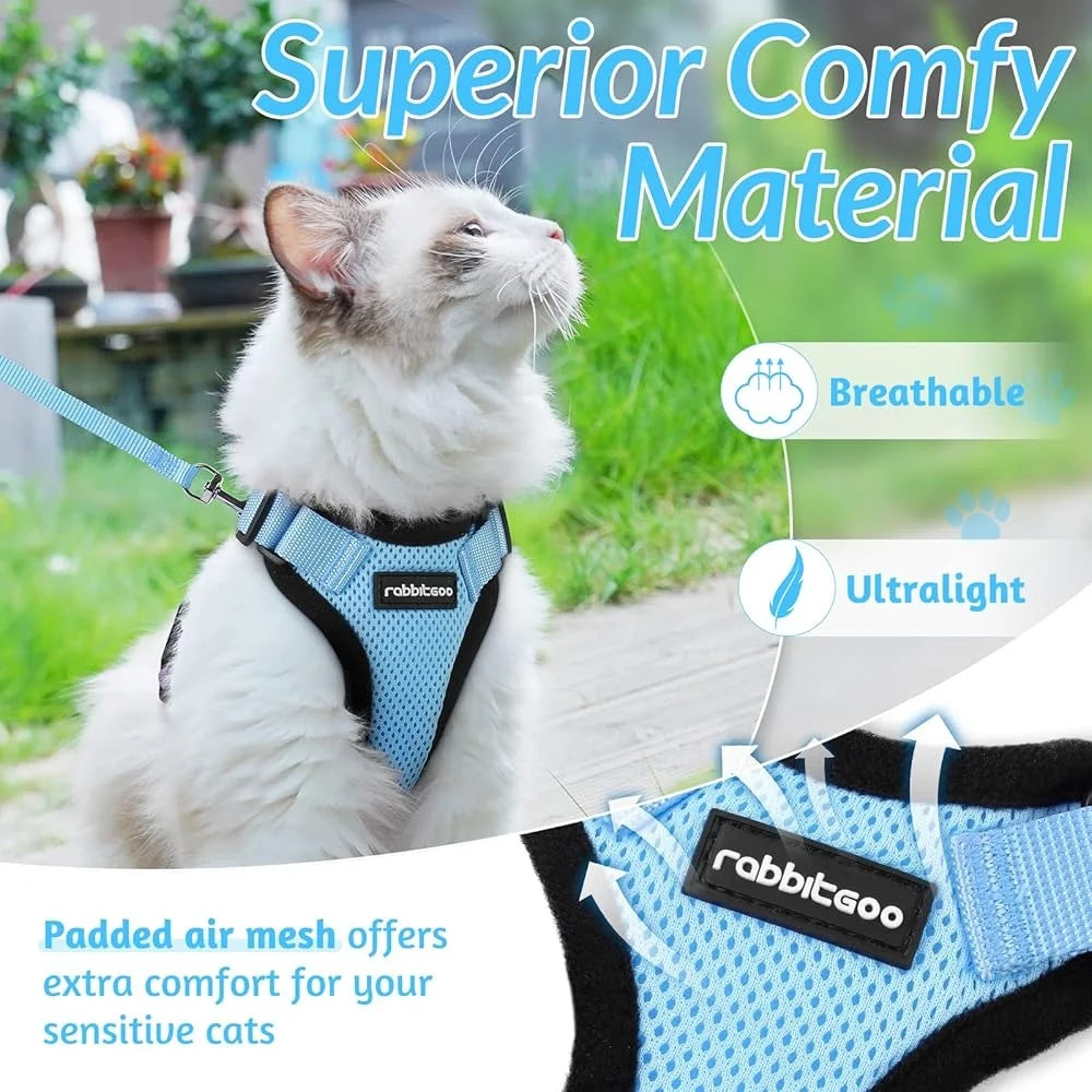 Escape Proof Cat Harness Leash Adjustable Soft Vest Breathable Reflective Strips Safety Jacket Outdoor Walking Training