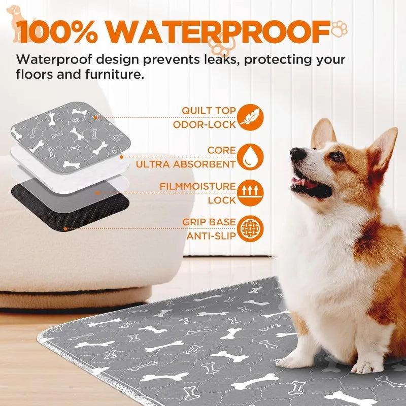 2 packs of reusable dog pads for pets, used for pet training, quickly absorbs moisture, and can be cleaned