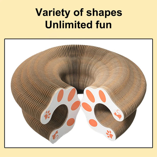 Magic Organ Cat Scratching Board Cat Grinding Claw Scratching Board Foldable Round Corrugated Cats Interactive Toys Pet Supplies