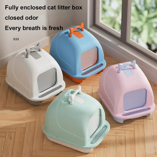 90 Degree Lift Cat Litter Box Spacious Enclosed Cat Litter Box with Lid Scoop Kitten Toilet Tray Easy to Clean Pet Supplies Cat