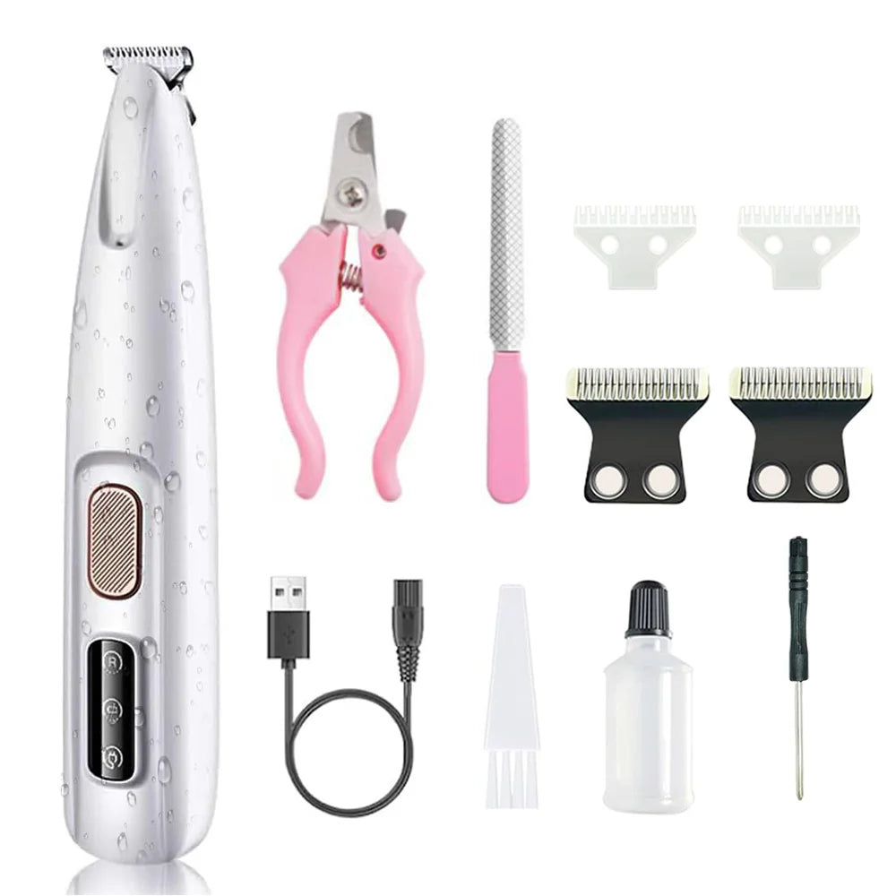 Portable Dog Paw Trimmer with Led Light - Pets Nail Grinder Shaver Clipper - Rechargeable Cordless Nail Grooming Tools for Cats