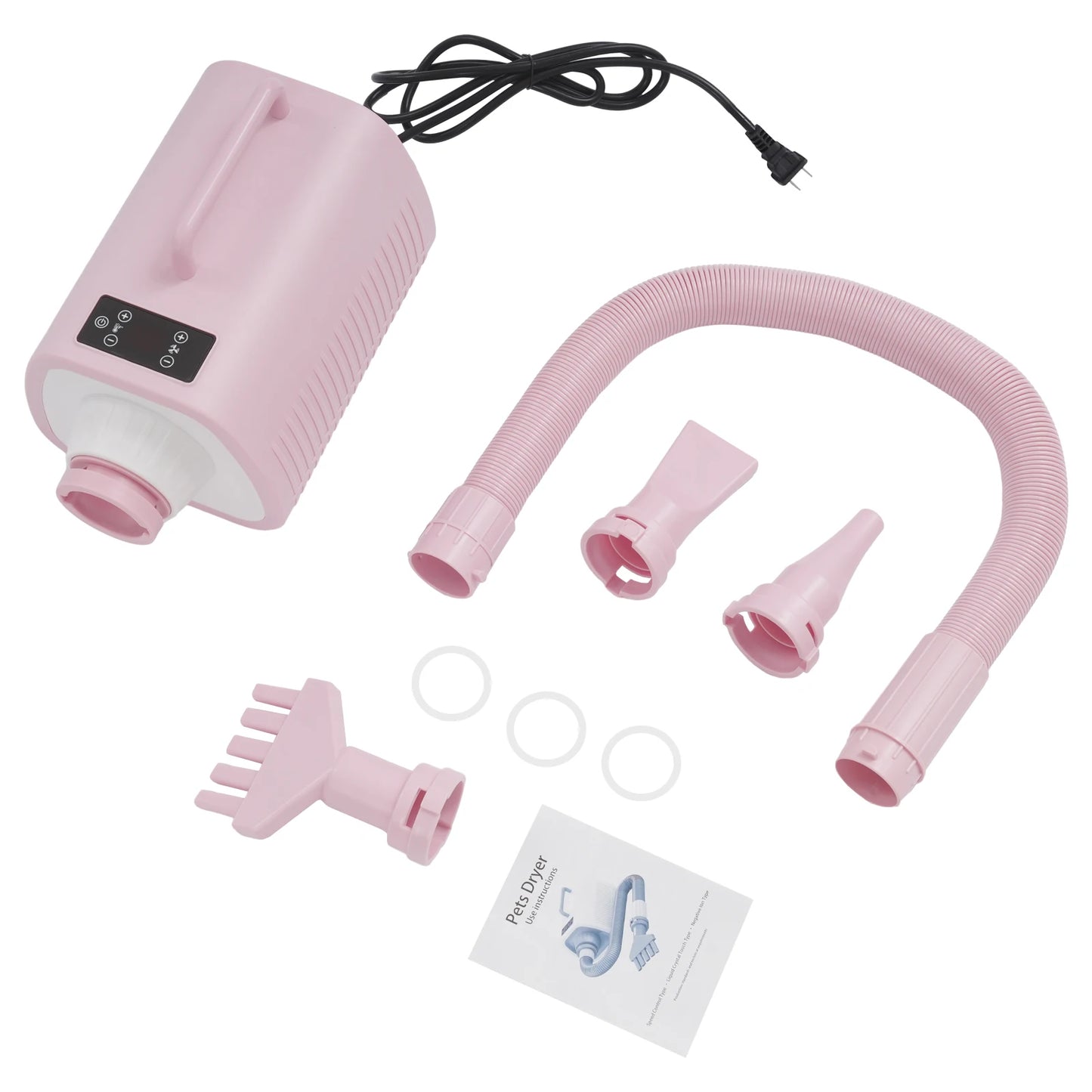 2100W Dog Grooming Blow Dryer Hair Dryer With Handles 9 Speed Adjustment (77-140℉) Led Display 3 Nozzles For Dogs