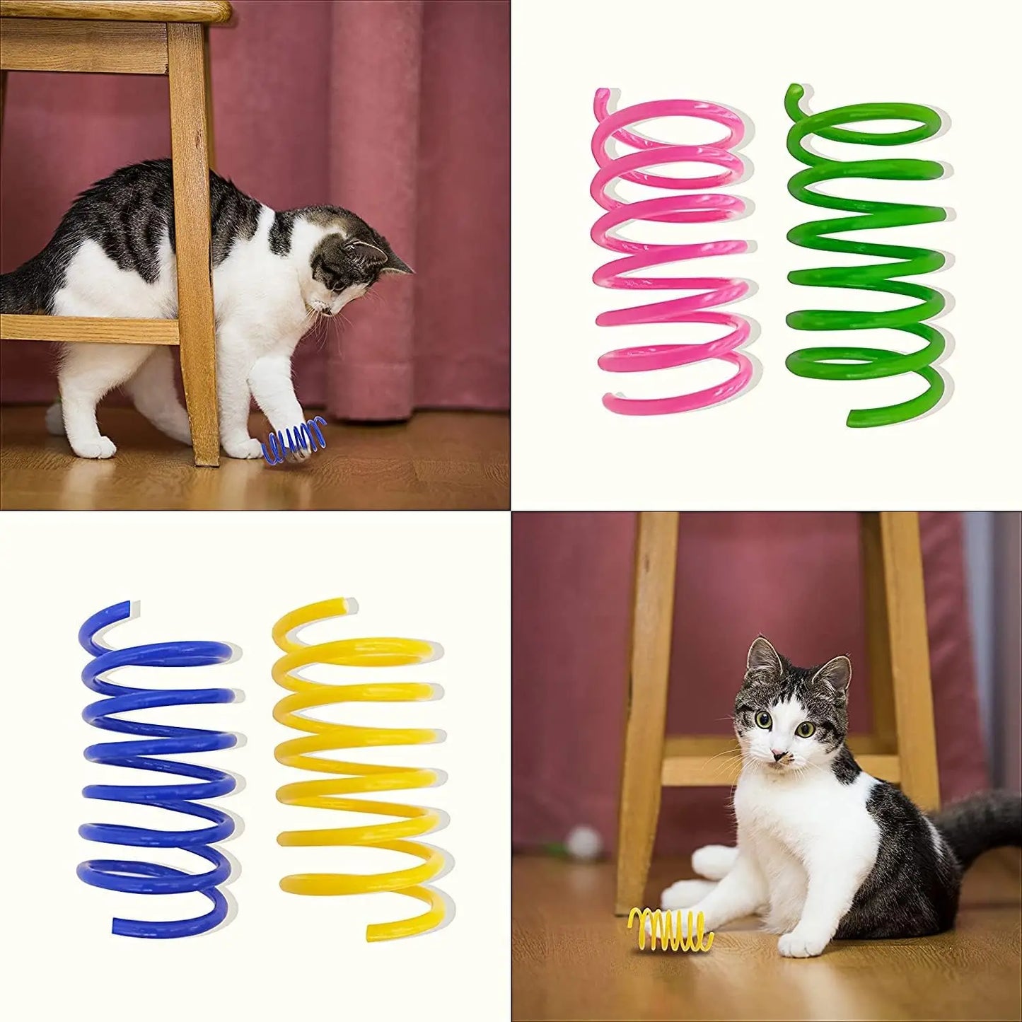 Colorful plastic spring cat toy, 30 piece set indoor cat spiral spring, interactive toy for cats and kittens