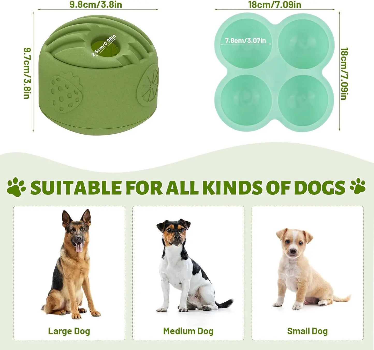 Dog Toy for Large Dogs 2PACK- Durable Freezable Rubber Chew Toy, Mint Scent,Easy to Clean, Long-Lasting, Low-Mess Design