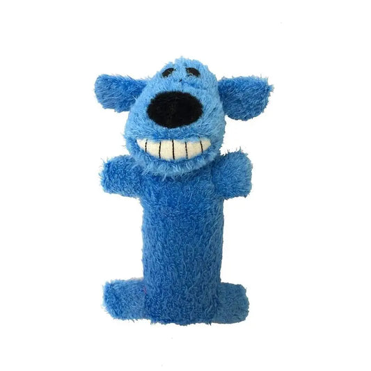 Original Loofa Bobo Plush Dog Toy 6 Inch Terry Cloth Squeaker Blue Puppy Small Medium Dogs Cuddle Play Fetch Non Chew