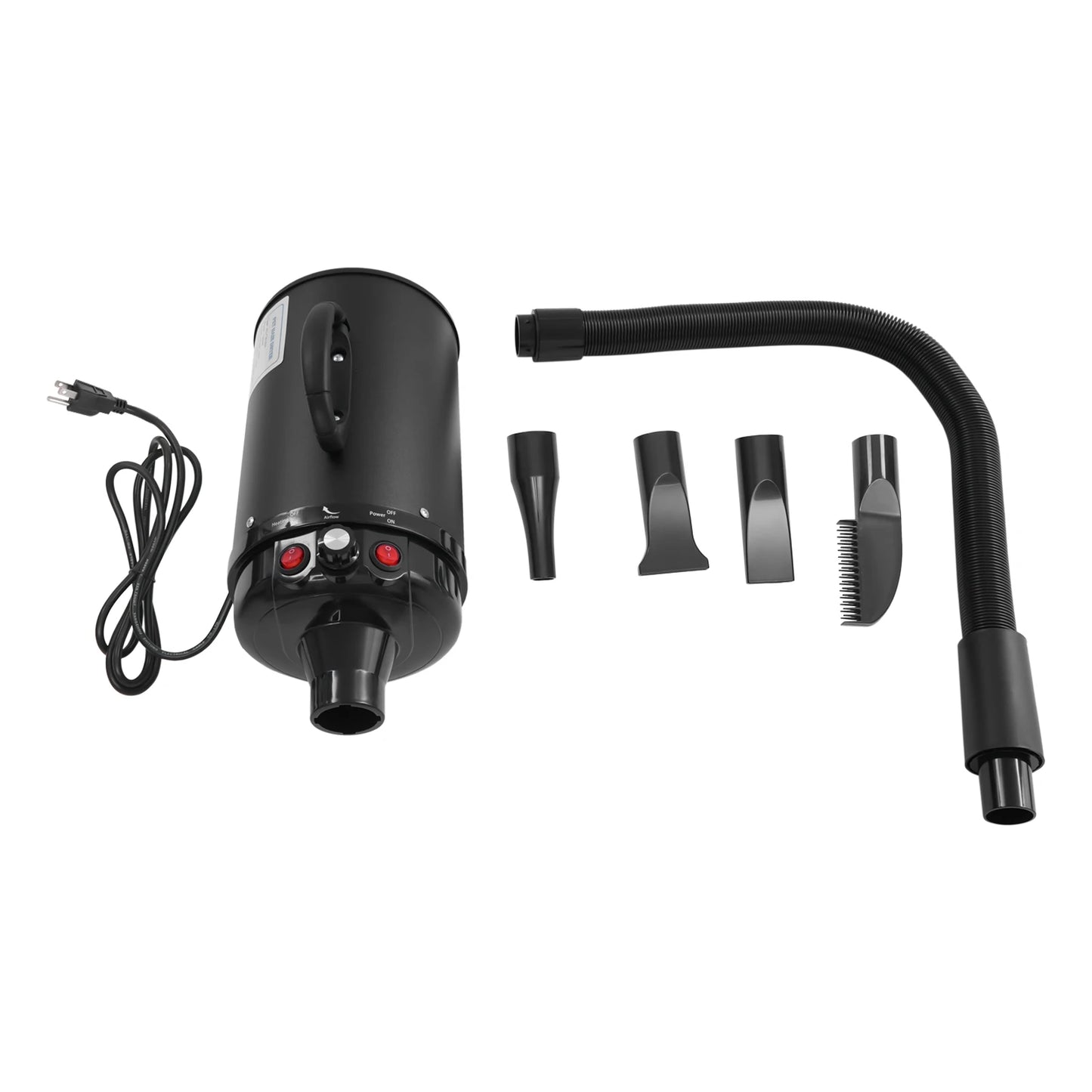 2200W Professional Pet Grooming Dryer, Adjustable Wind Speed, 4 Nozzles, Rust-resistant, Low Noise 55-70dB for Dogs/Cats